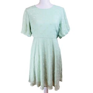 MIMI & DAPNE Light Green‎ Polka Dot Dress Sz S Short Sleeve Church Easter Spring